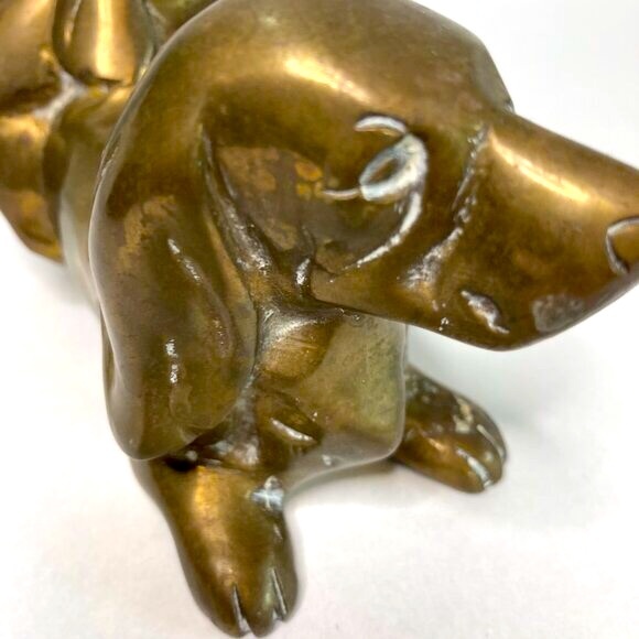 Brass Basset Hound Mom and Babies figurine - Picture 9 of 12